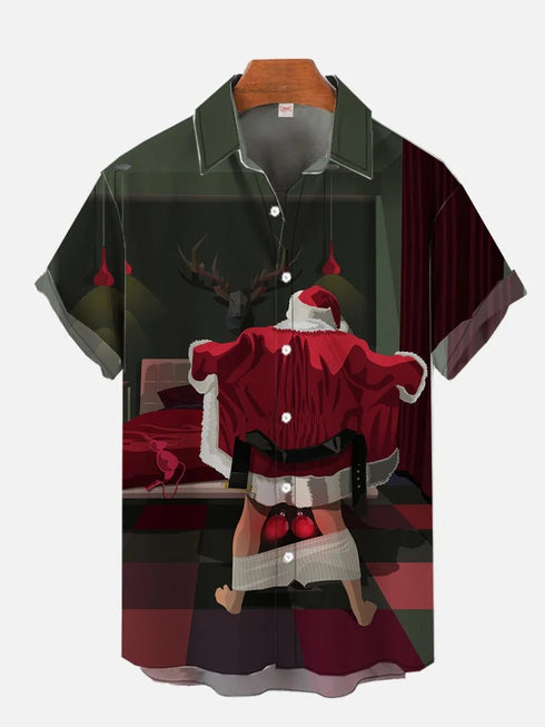 Men's Christmas Funny Graphic Short Sleeve Hawaiian Shirt